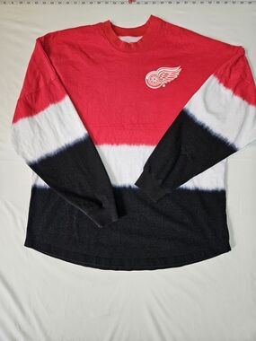Fanatics Detroit Redwings Red/White/Black Tie-Dye Long Sleeve Thick shirt SizeXL